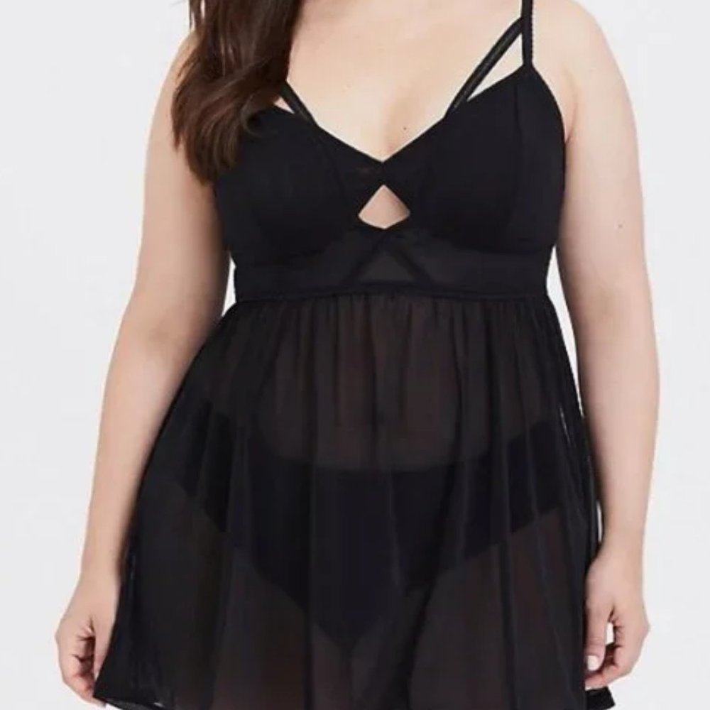 Torrid Sheer Mesh Babydoll Lingerie 2X BNWT
